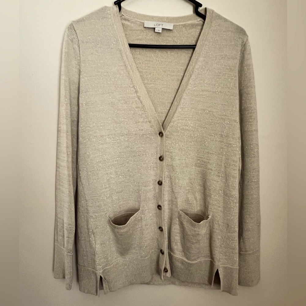 Loft Gold Button Cardigan Medium